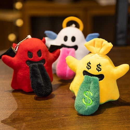 Halloween Plush Keychain Bead Chain Ghost Charm Bag Accessory