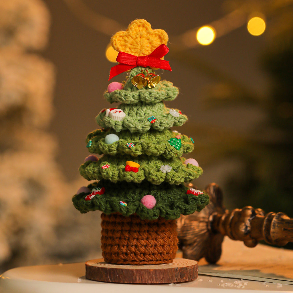 Handmade Crochet Christmas Tree Doll Holiday Tabletop Decor