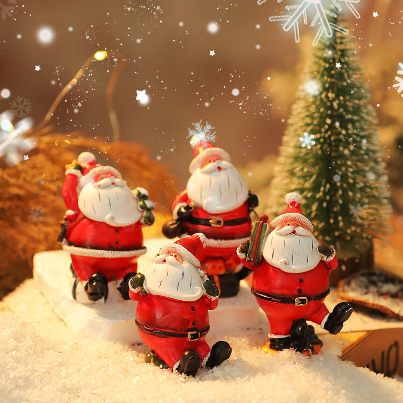 Resin Santa Snowman Christmas Tabletop Figurine Decor