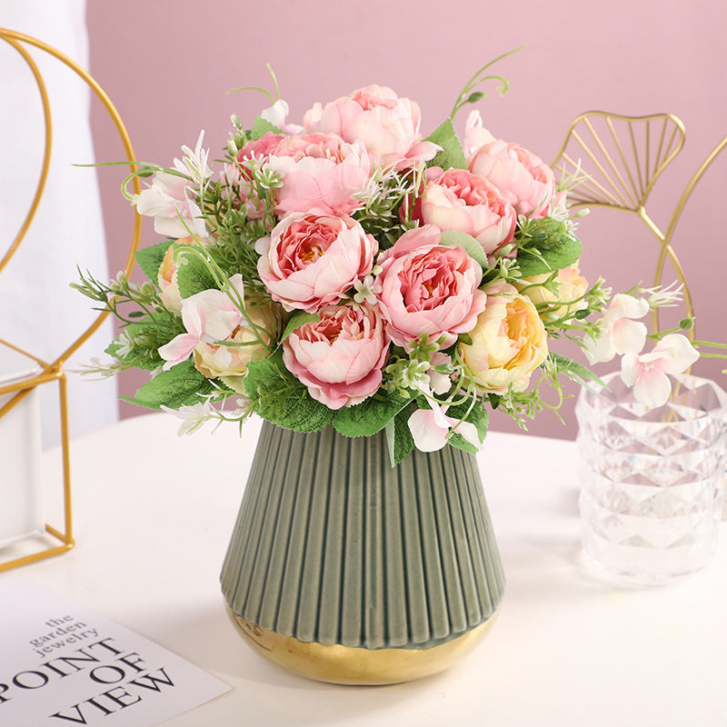 Valentines Faux Peony Bouquet Artificial Flowers Home Decor