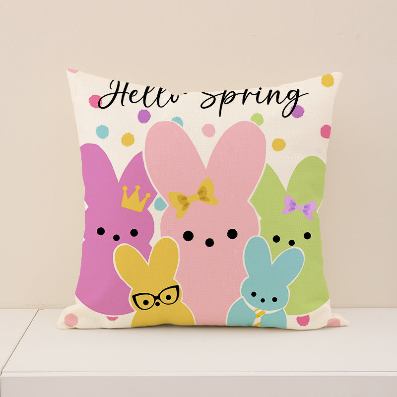 Easter Home Decorations Bunny Pillow Cover 18x18 Inch