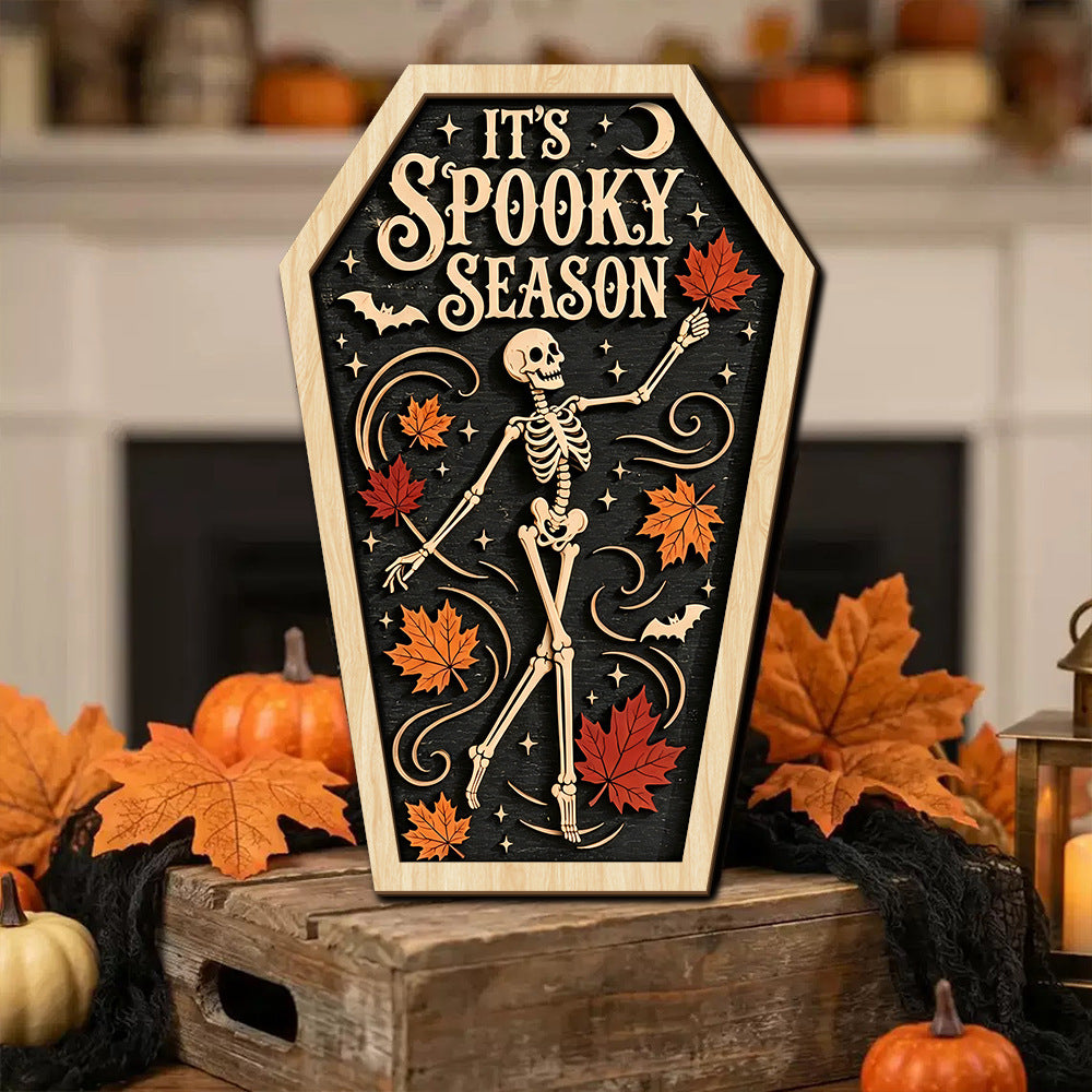 Halloween Ghost Wood Wall Hanging Decor with Sawtooth Hook