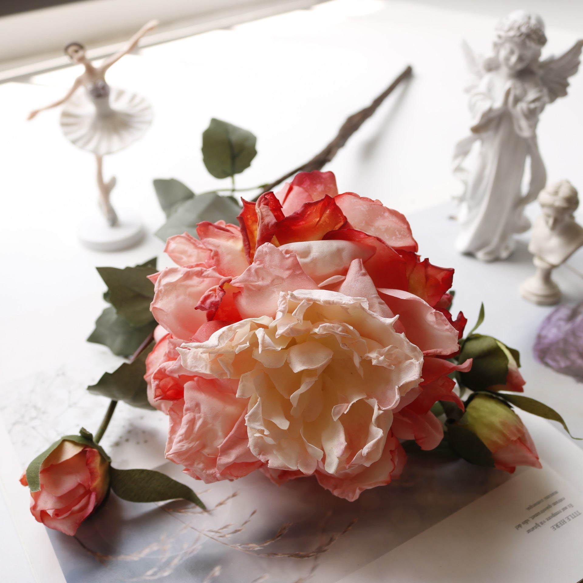 Valentine Luxury Faux Peony Silk Flower Home Decor Bouquet