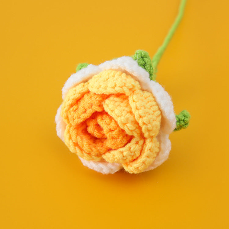 Valentine Crochet Rose Artificial Flower for Home Decor