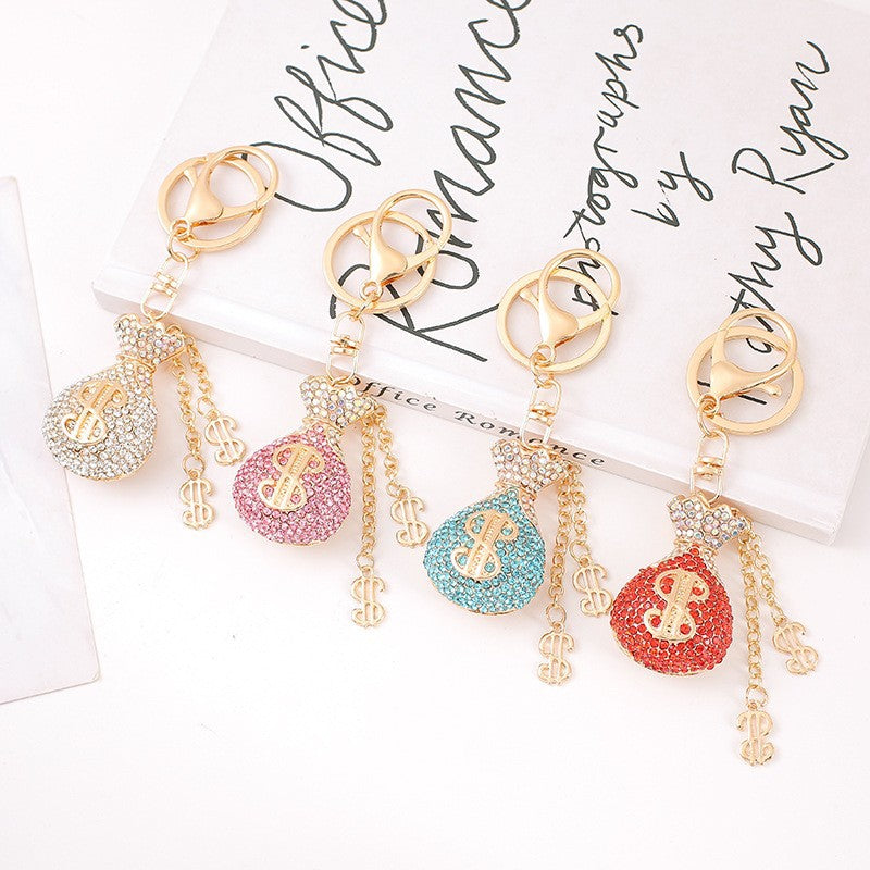 Lucky Money Bag Crystal Keychain Sparkling Charm