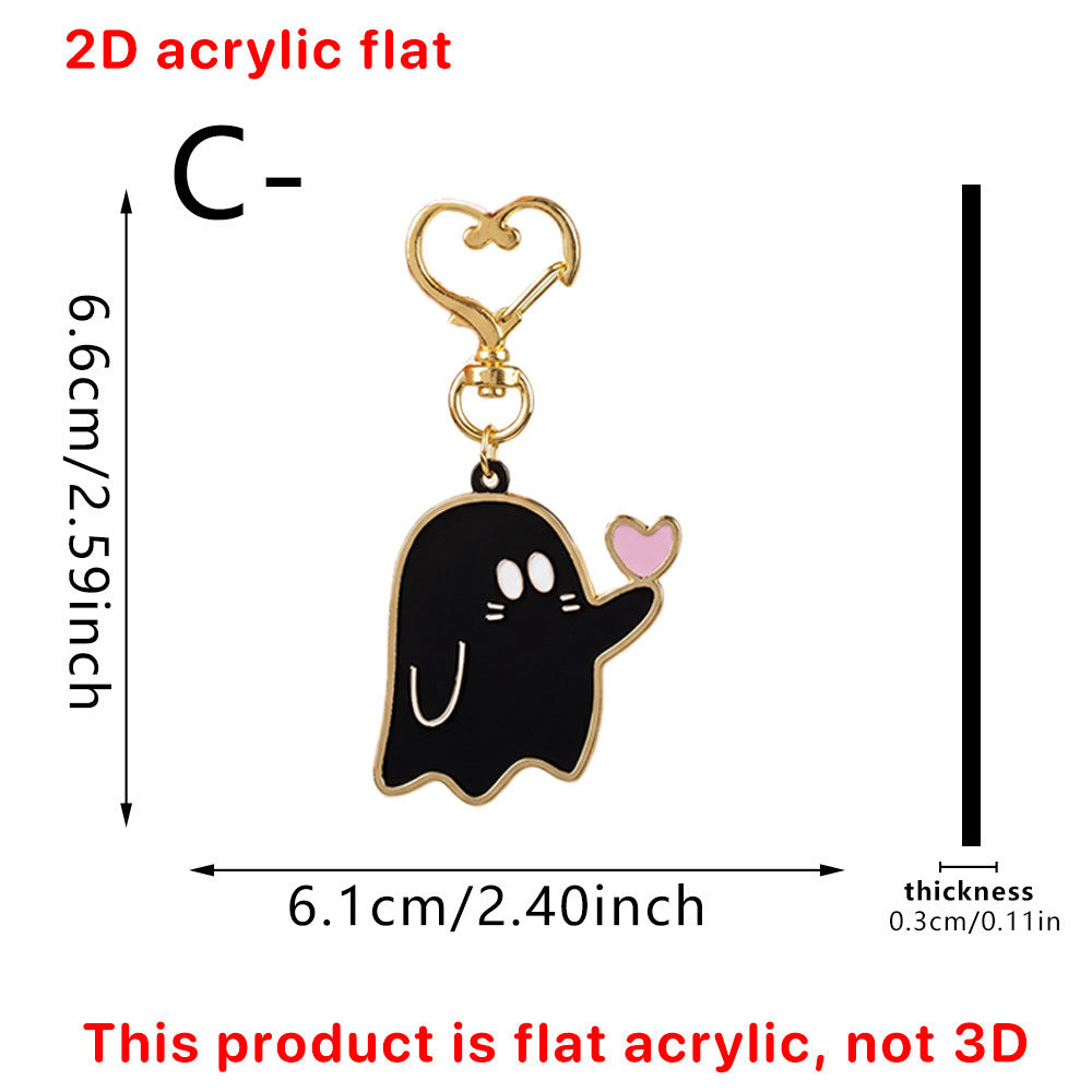 Acrylic Halloween Ghost Keychain Cute Seasonal Bag Charm