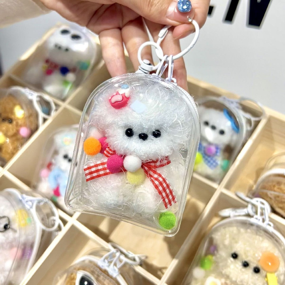 Cute Plush Puppy Bag Charm Mini Keychain Pouch