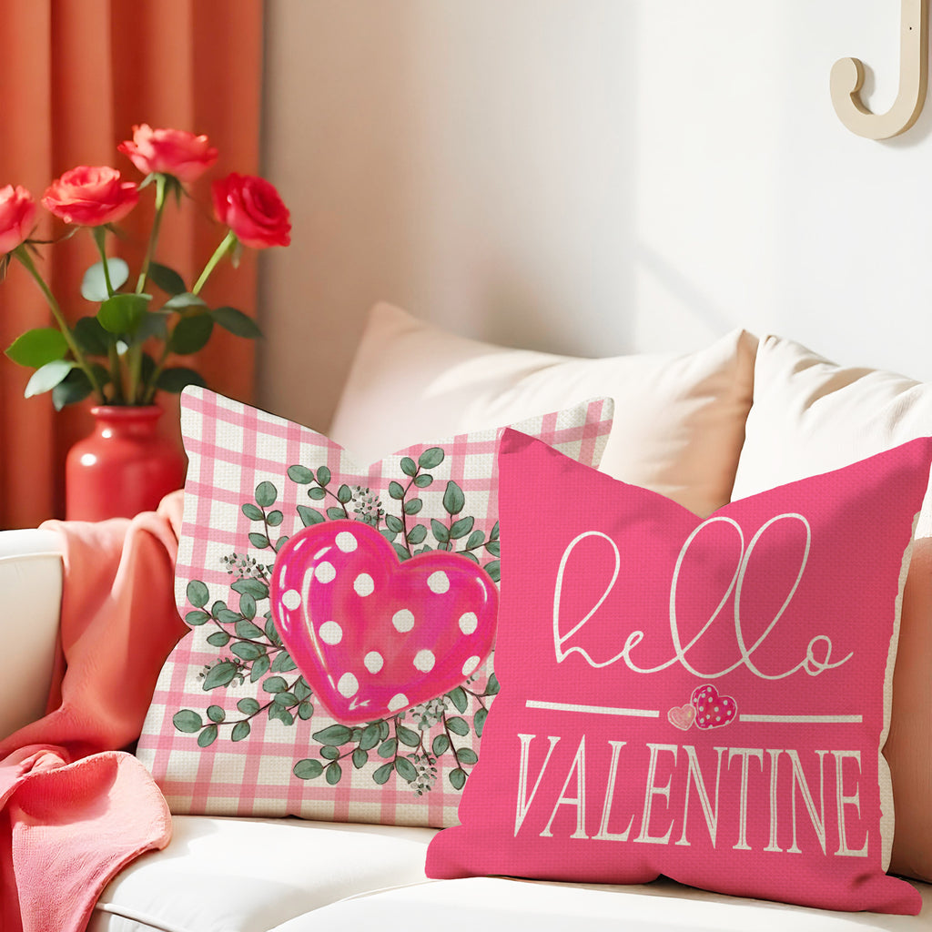 Pink Valentine Pillow Covers Set Love Heart Home Decor