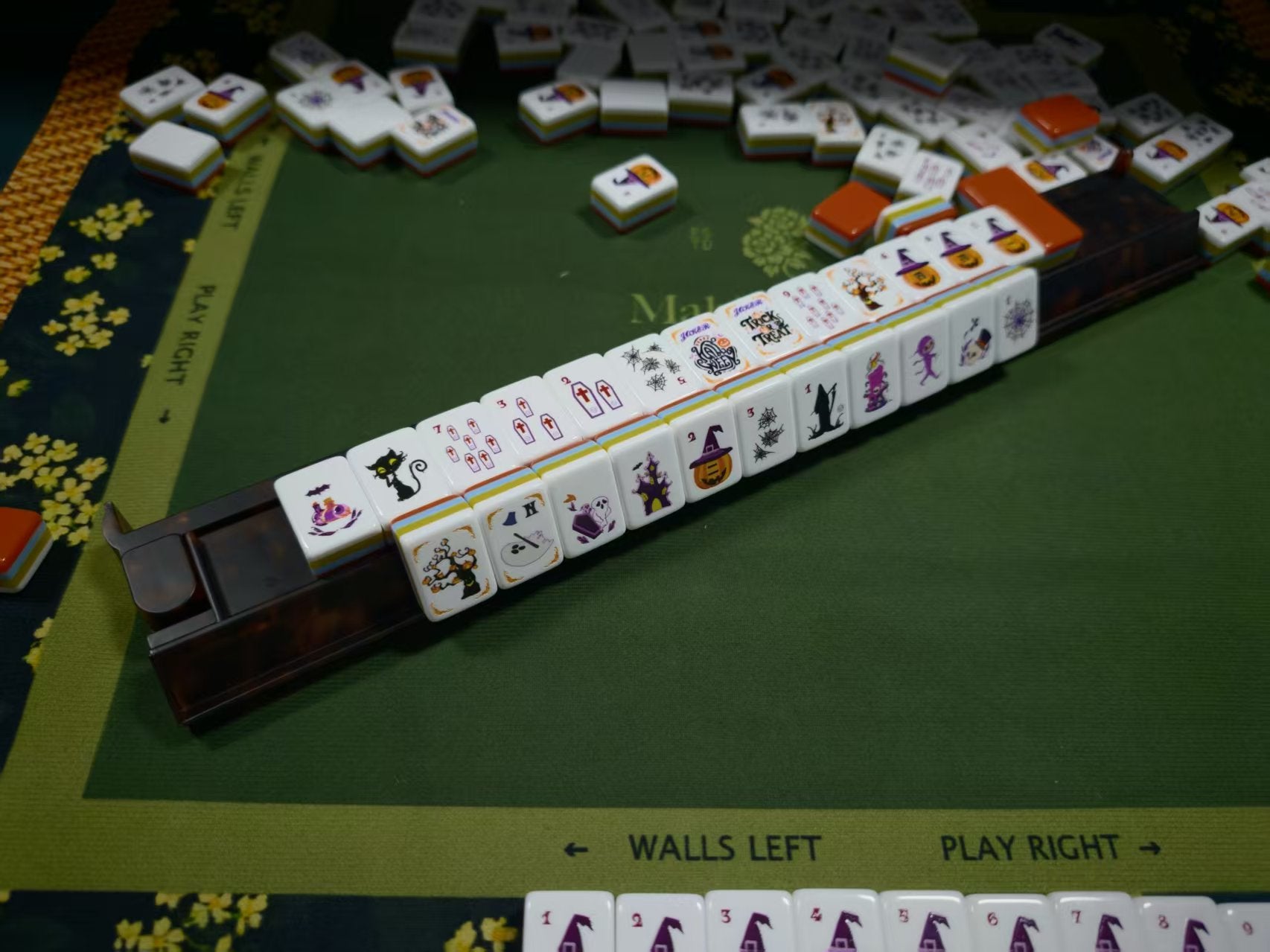 Orange Halloween Mahjong Set Acrylic Game Tiles