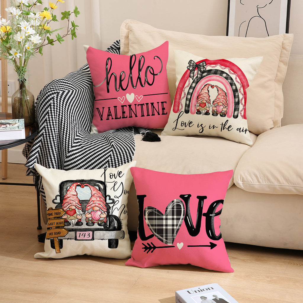 Valentine Gnome Heart Throw Pillow Covers Rustic Home Decor