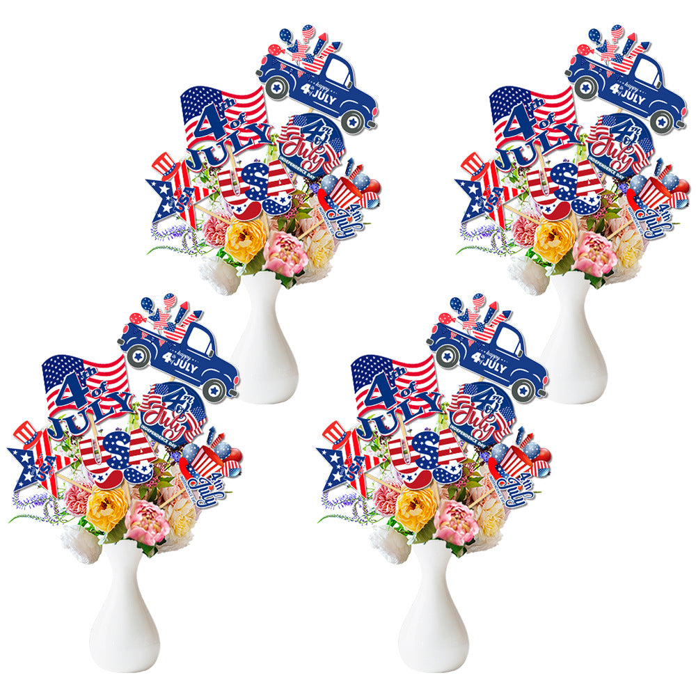 4th of July Patriotic Tabletop Flag Decoration Set USA Party Supplies