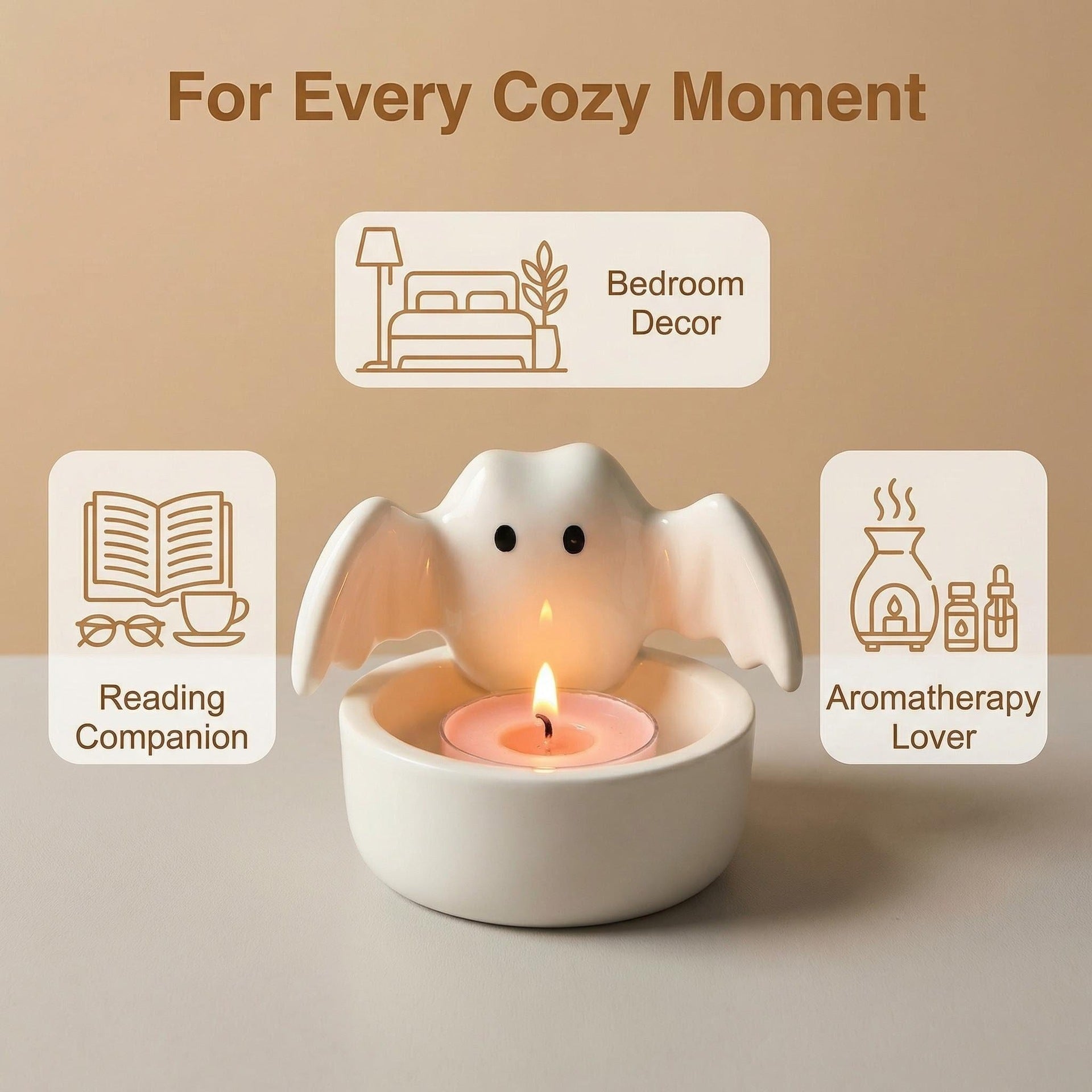 Cute Ghost Ceramic Candle Holder for Halloween Decor