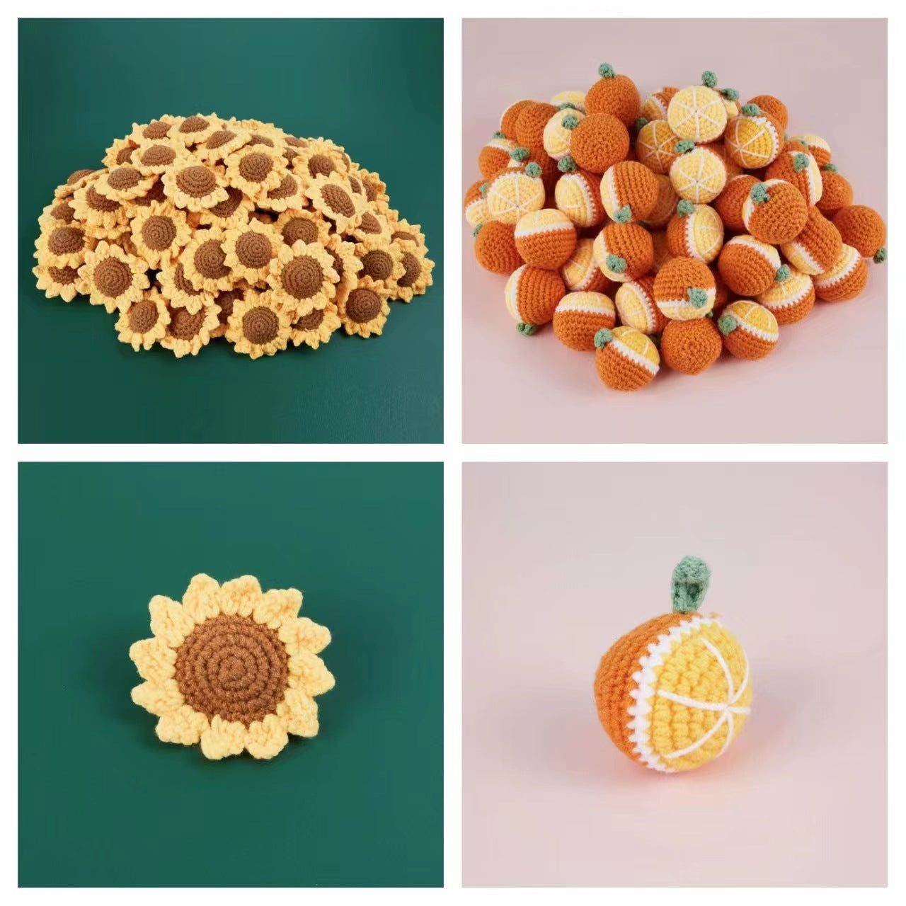 Valentine’s Day Crochet Orange Sunflower Cute Knitted Gift