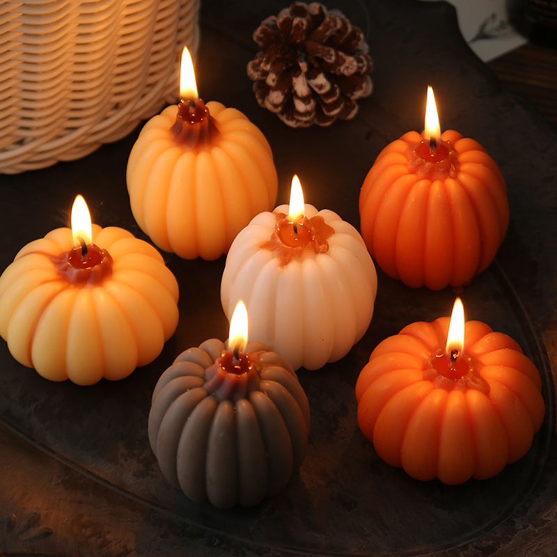 Pumpkin Shaped Scented Candle Fall Halloween Home Decor