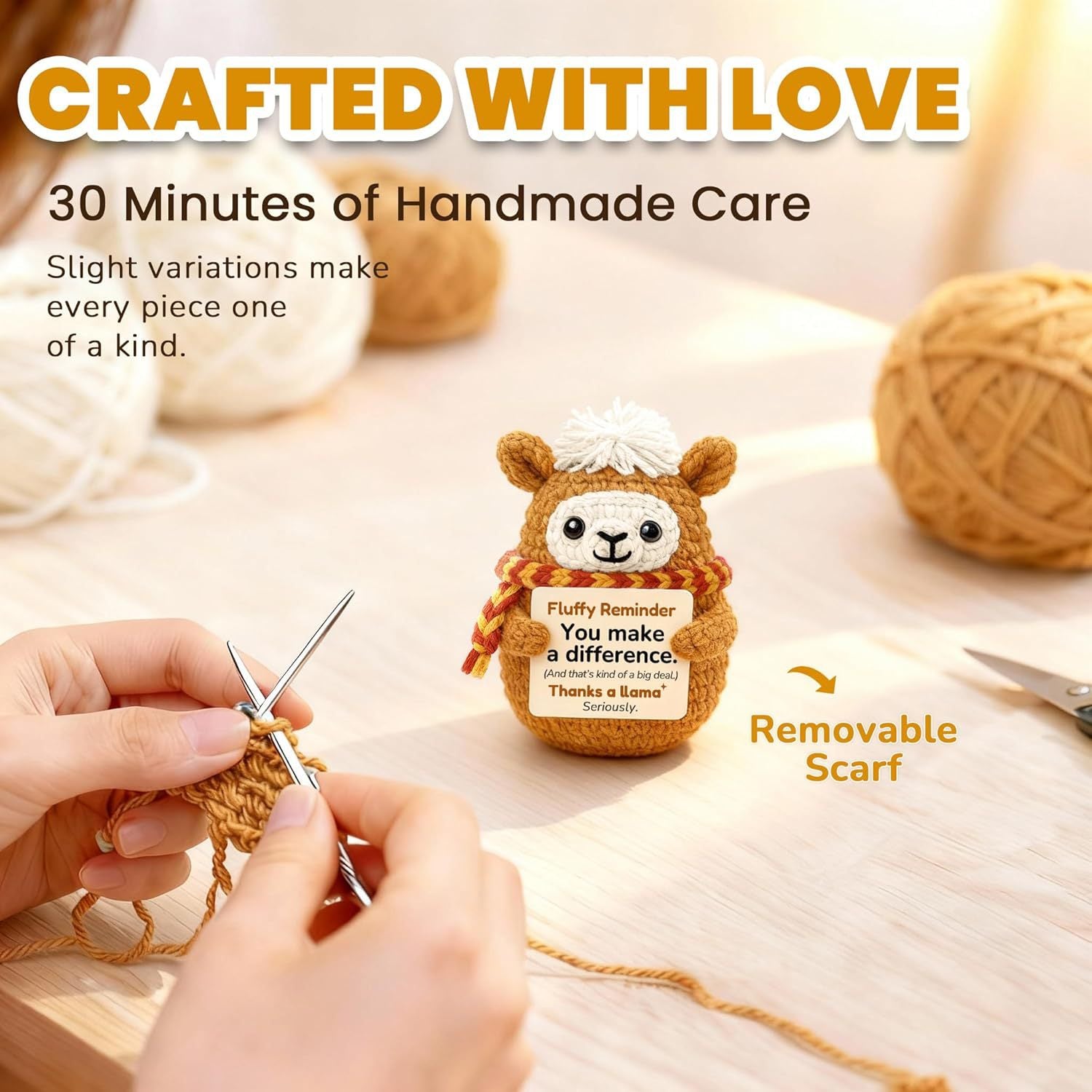 Handmade Crochet Alpaca Plush Doll With Message Card