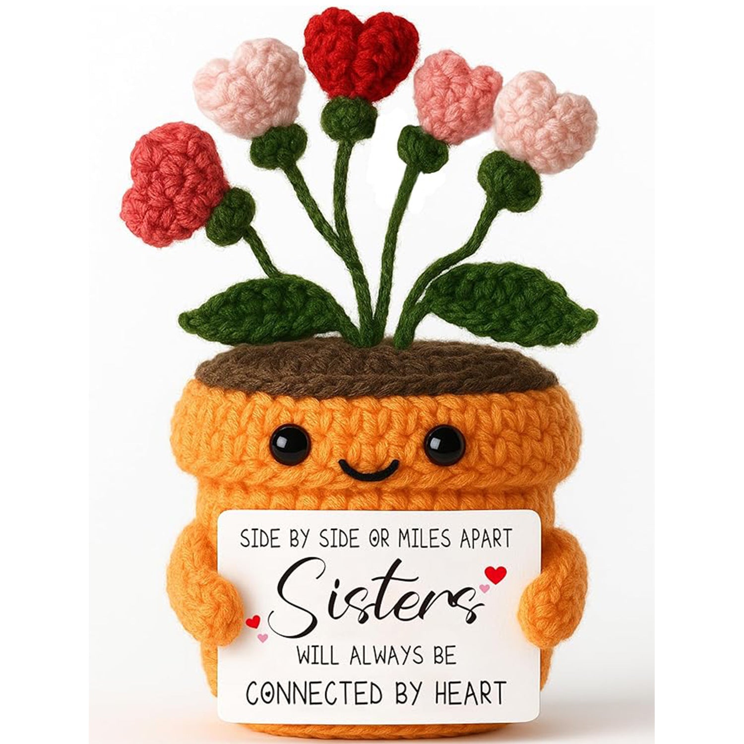 Crochet Heart Flower Plush Gift Toy for Mom Mothers Day