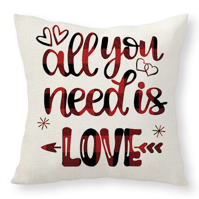 Valentine Love Pillow Covers Red Plaid Heart Decorative Home