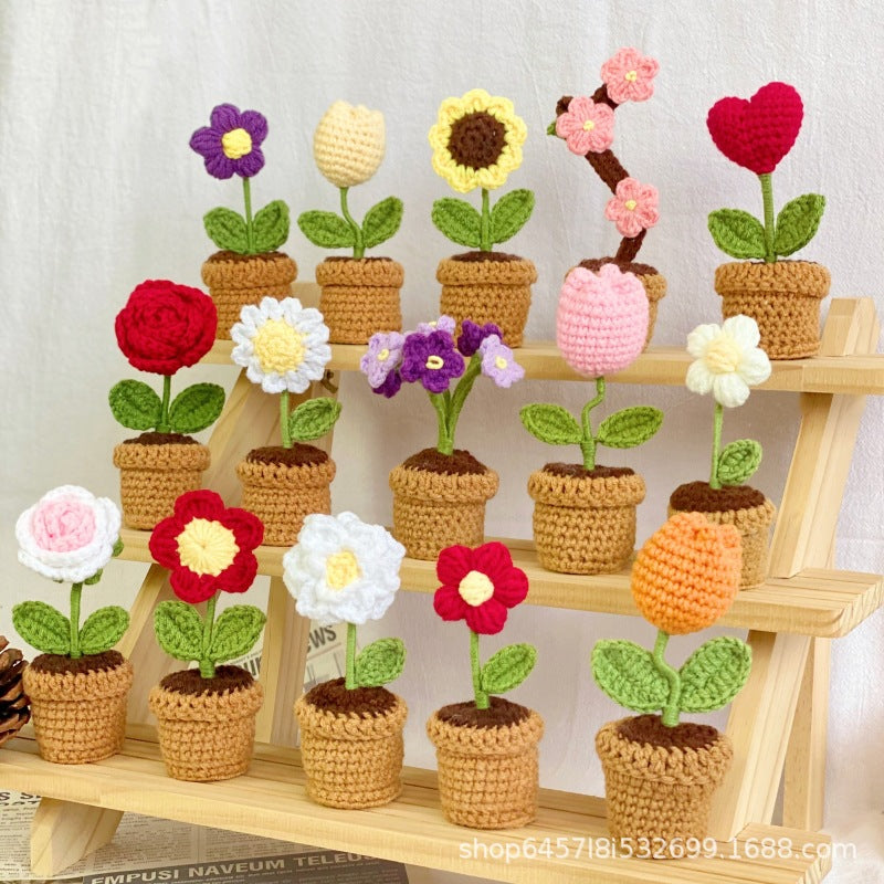 Valentine’s Day Crochet Potted Flowers Cute Gift Decor
