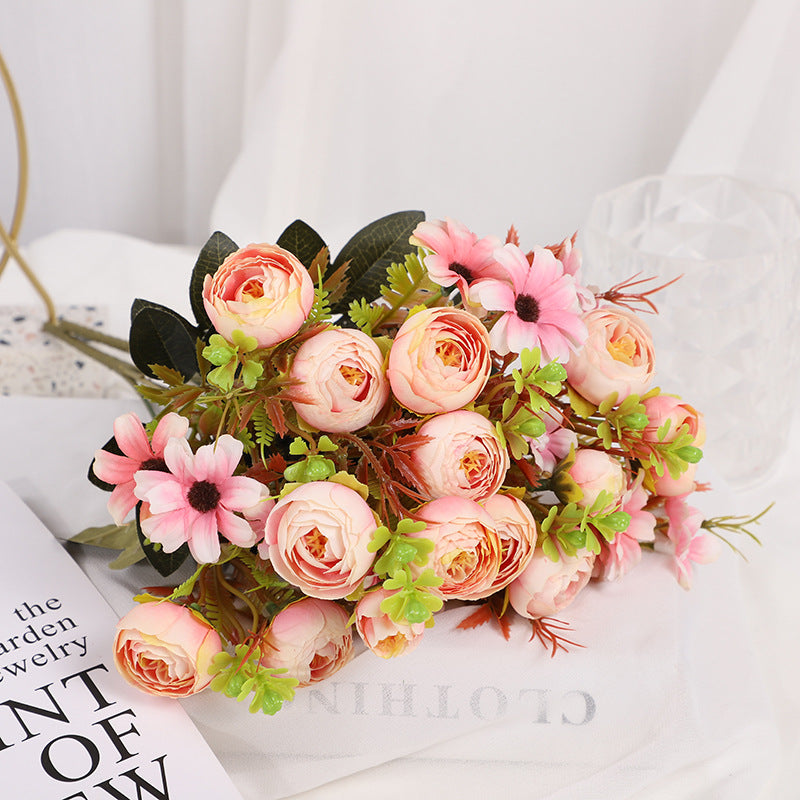 Valentine’s Day Rosebud Camellia Faux Floral Bouquet