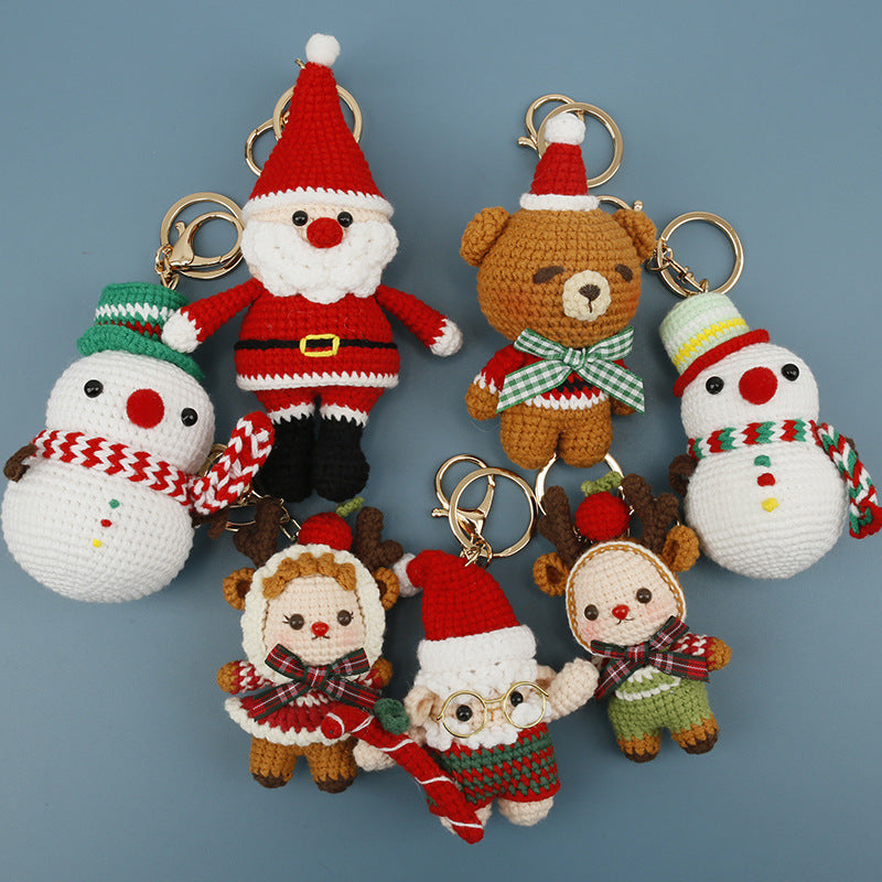 Handmade Crochet Christmas Character Hanging Keychain Holiday Gift