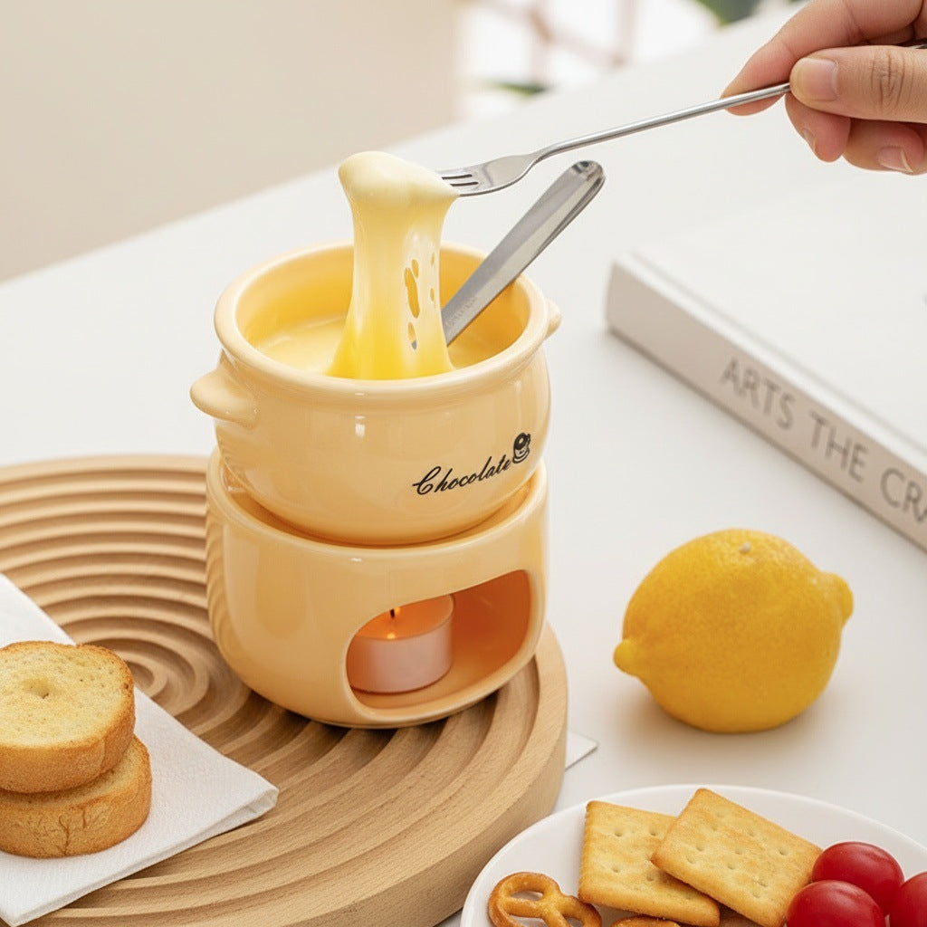 Ceramic Chocolate Fondue Mug with Hollow Warmer Base
