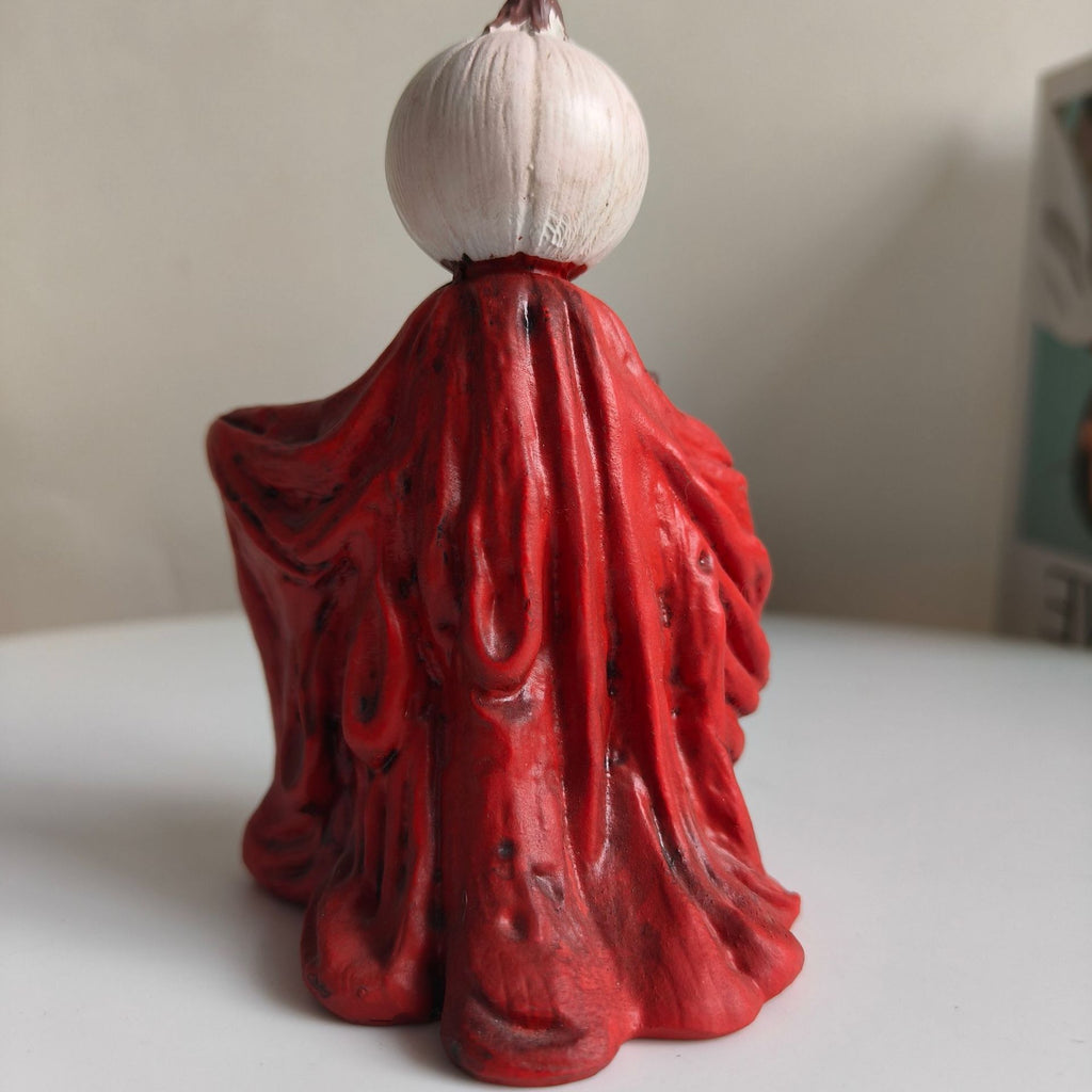 Halloween Pumpkin Skeleton Figurine Spooky Tabletop Decor