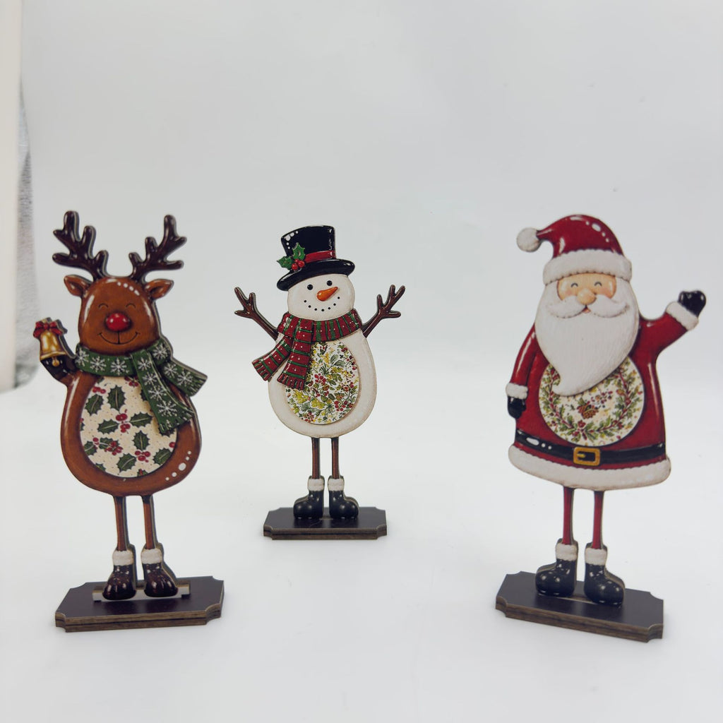 Wooden Christmas Tabletop Decor Santa Snowman Reindeer