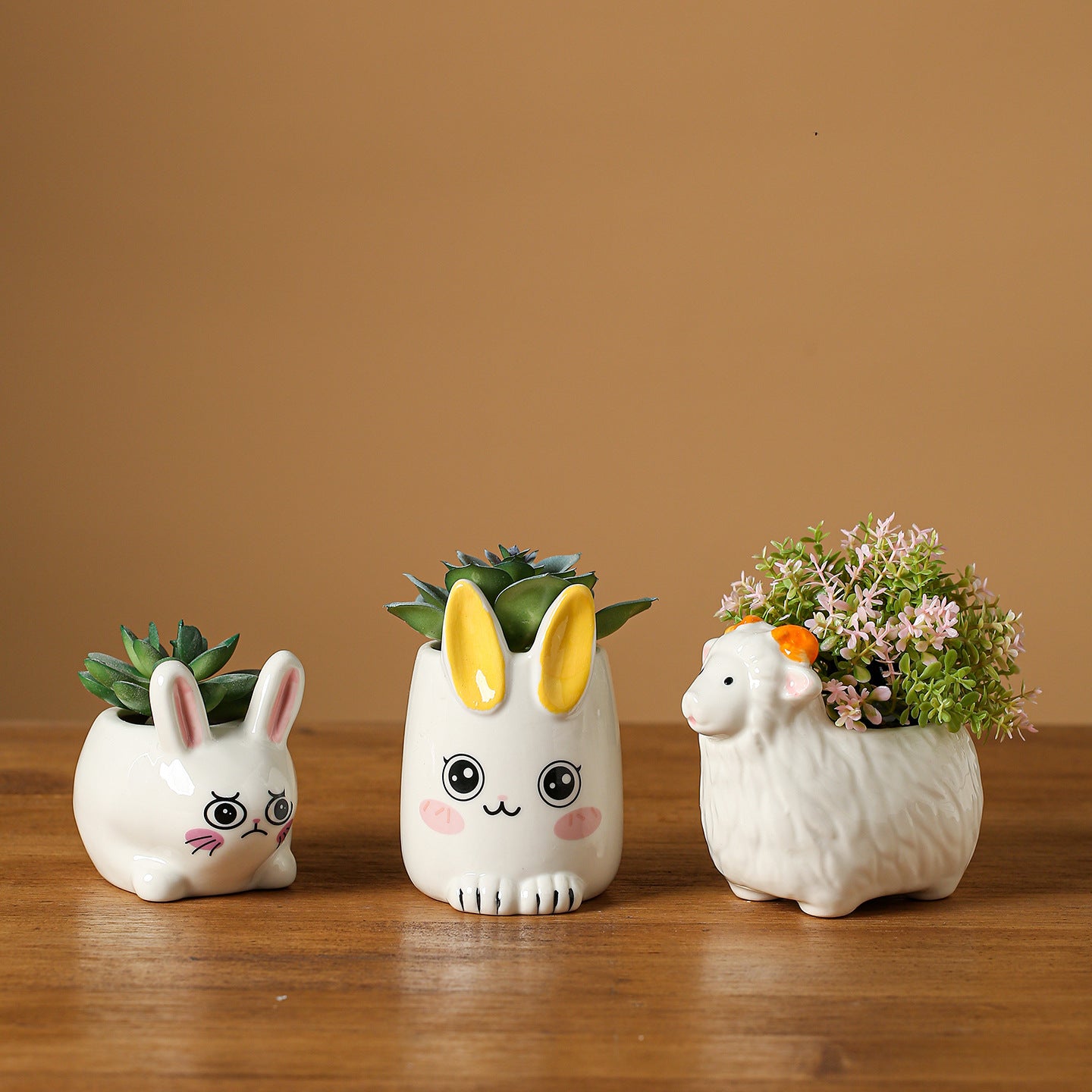 Cute Rabbit Ceramic Succulent Planter Decorative Flower Pot