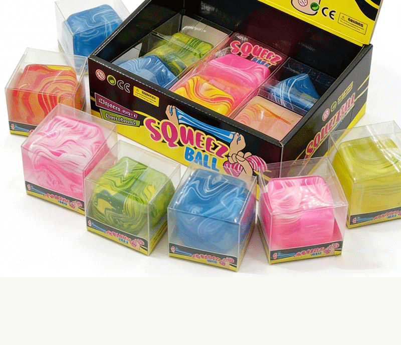 Marble Cube Squishy Soft Stress Relief Toy Color Swirl