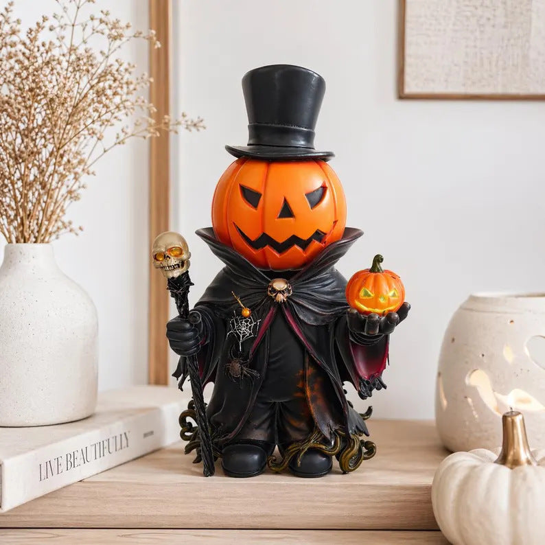 Halloween Pumpkin Lantern Figurine Resin Tabletop Decor