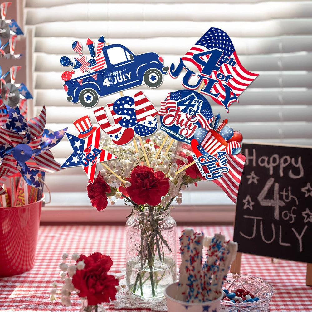 4th of July Patriotic Tabletop Flag Decoration Set USA Party Supplies