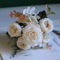 Valentine European Faux Peony Hydrangea Rose Vintage Bouquet