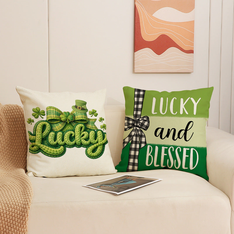 St Patrick’s Day Shamrock Pillow Cover Home Decor 18x18 Inch