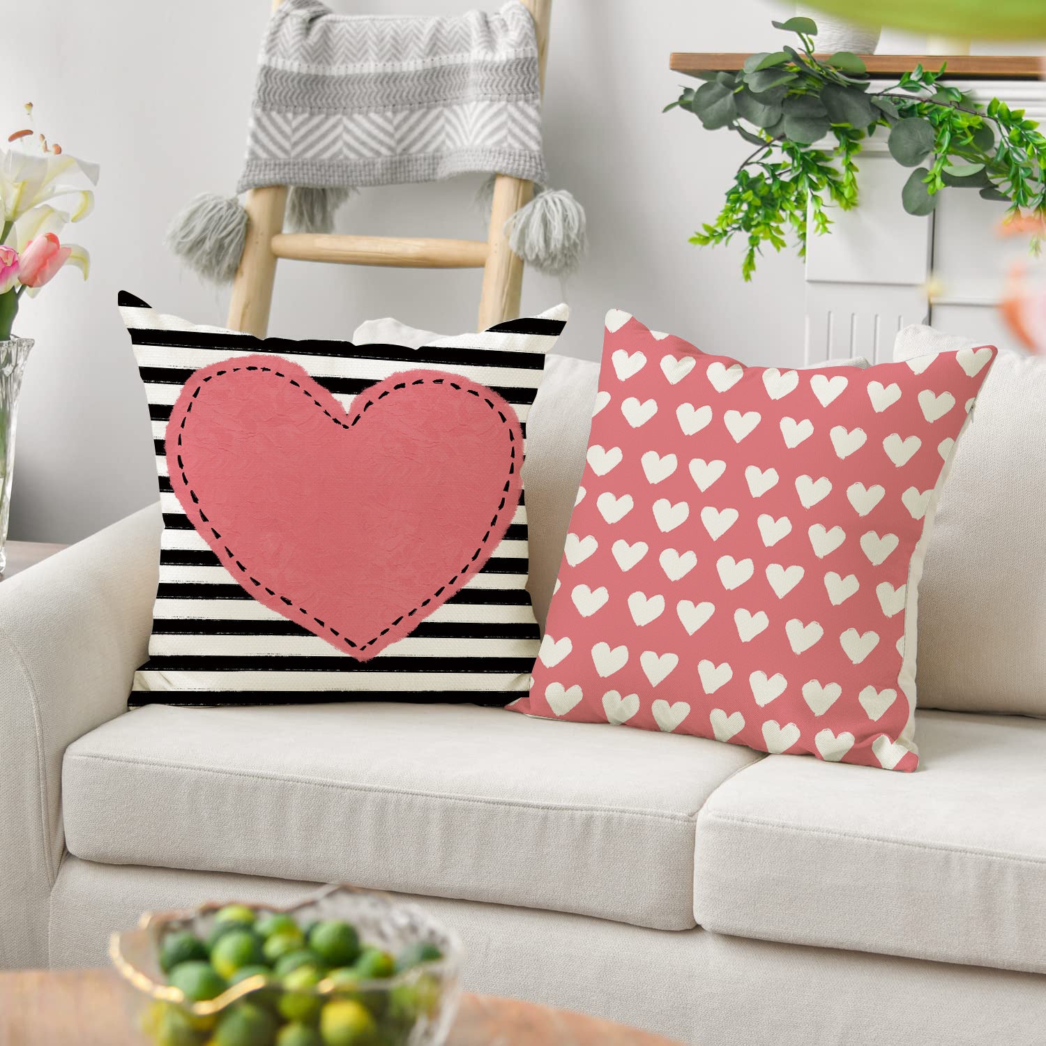 Pink Heart Valentine Pillow Covers Set Cute Love Quote Decor