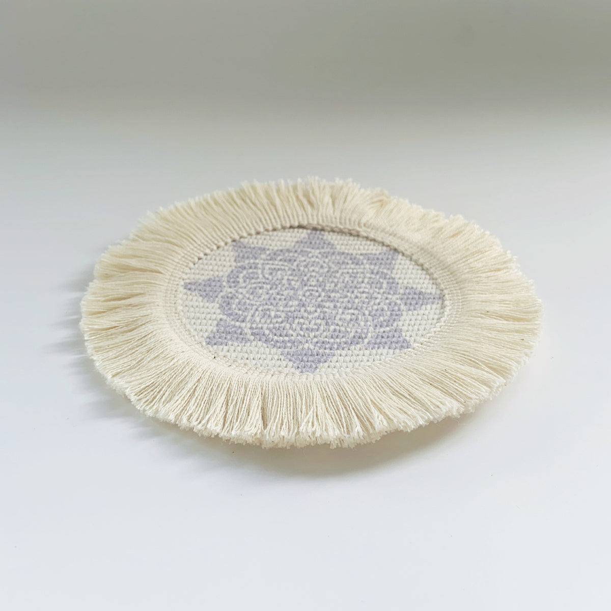 Boho Pattern Round Decorative Drink Coaster Set with Tassels