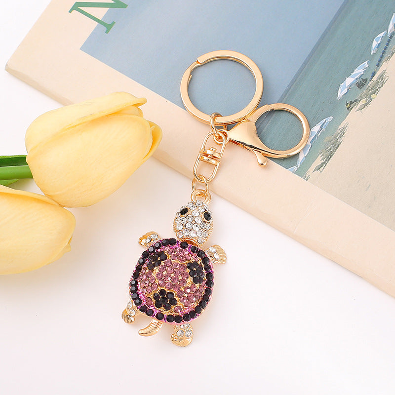 Crystal Turtle Keychain Sparkling Charm with Metal Ring