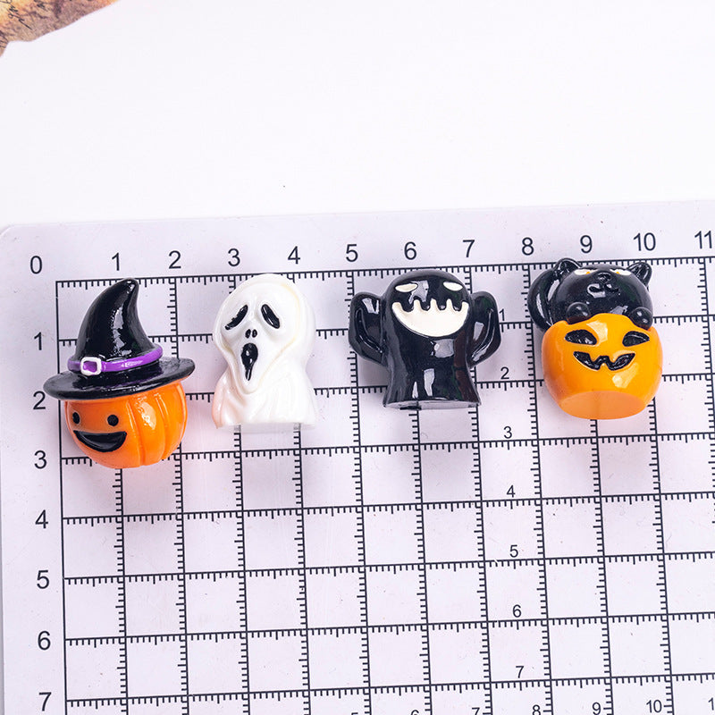 Halloween Resin Mini Figurine Set Spooky Pumpkin Ghost Tabletop Decor