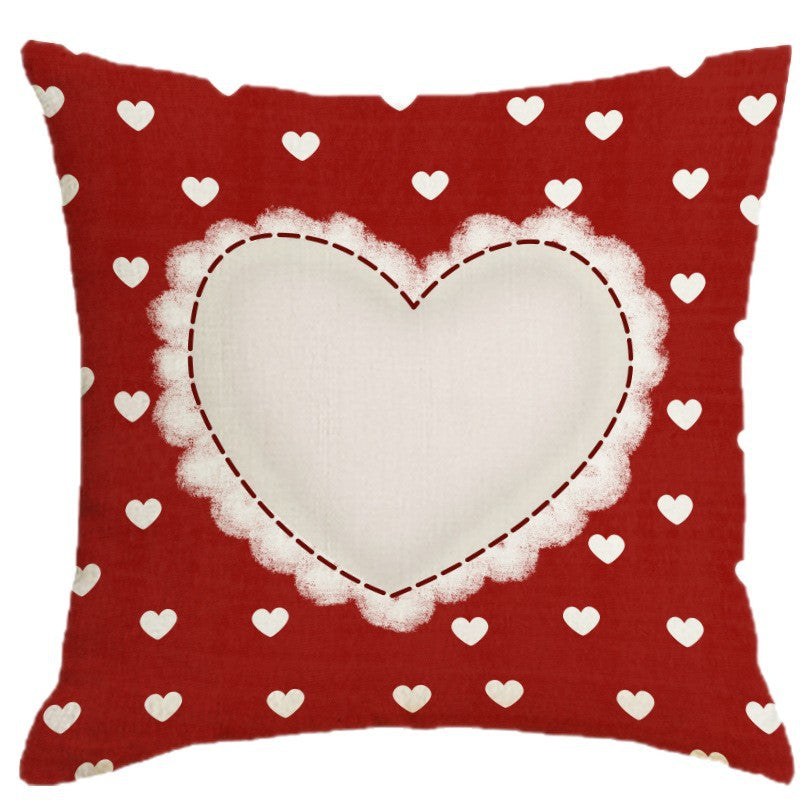 Red Valentine's Day Heart Pillow Covers Set for Sofa Decor