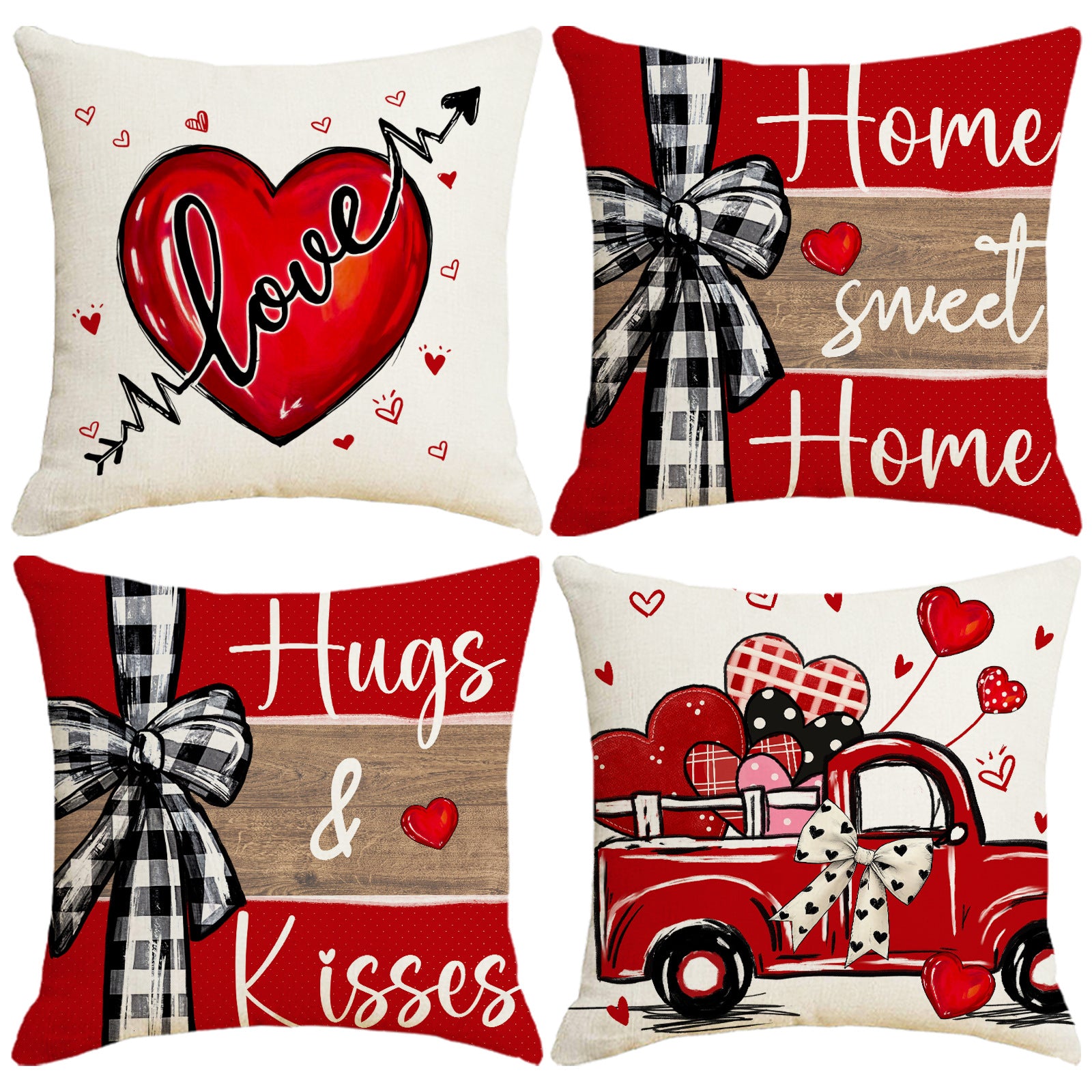Valentine Farmhouse Heart Pillow Covers Love Truck Decor
