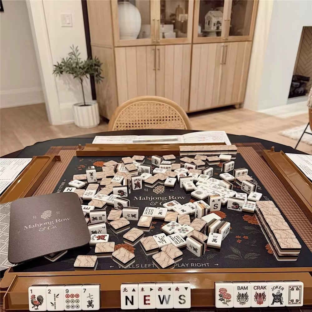 Acrylic Mahjong Set Marble Pattern Game Tiles