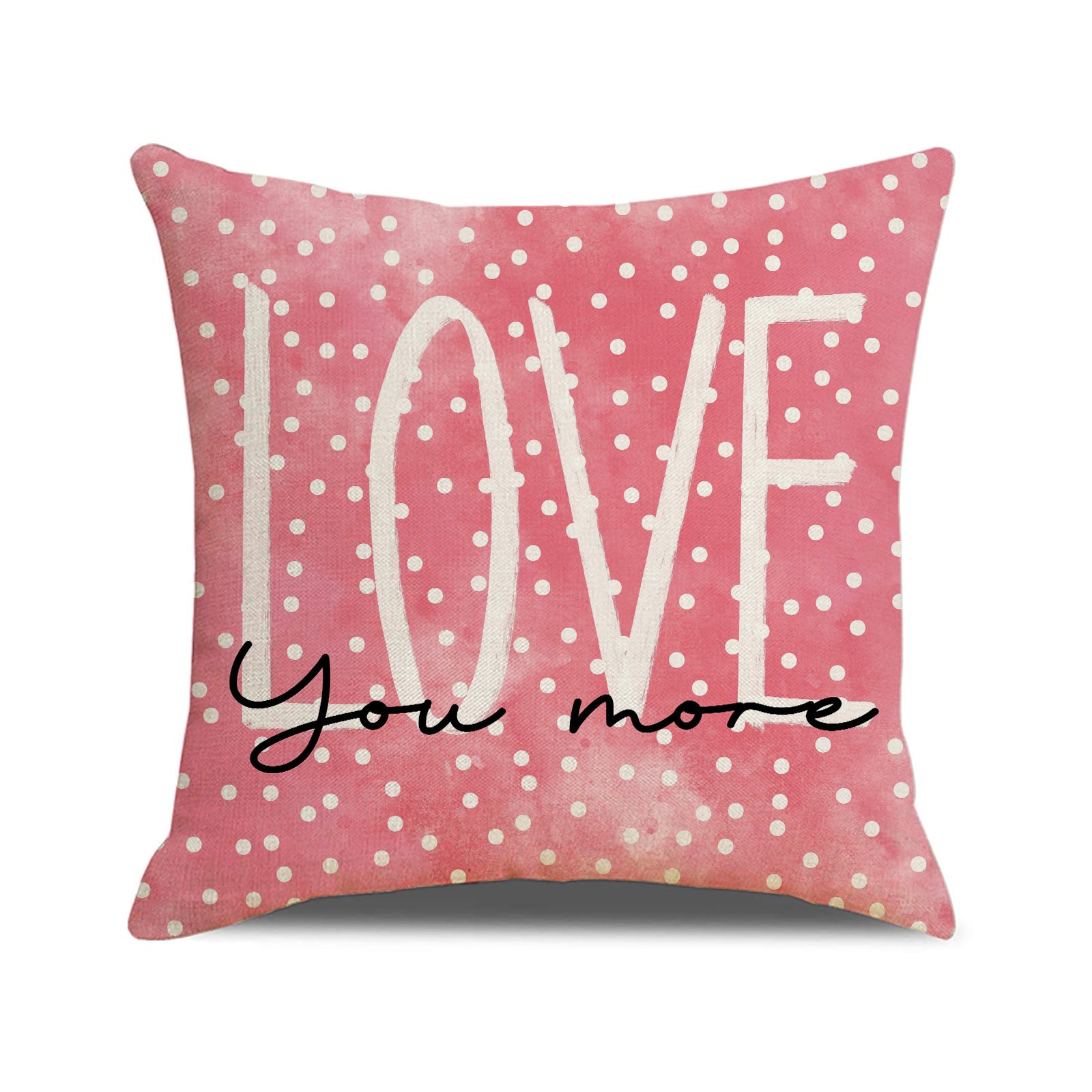 Pink Valentine Heart Print Linen Throw Pillow Covers Set