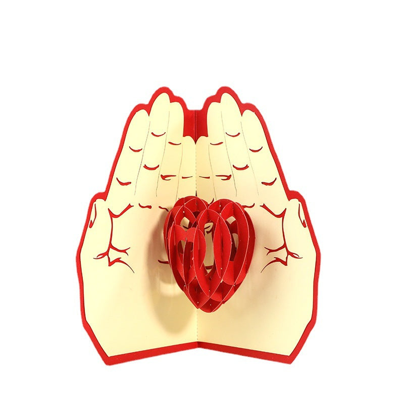 Valentines 3D Pop Up Heart in Hands Greeting Card Romantic