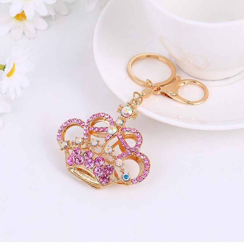 Rhinestone Crown Keychain Gold Metal Bag & Car Charm