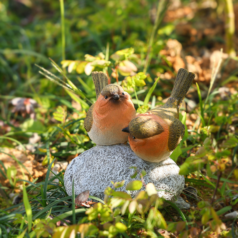 Resin Garden Birds Decor Outdoor Yard Patio Mini Statues Set