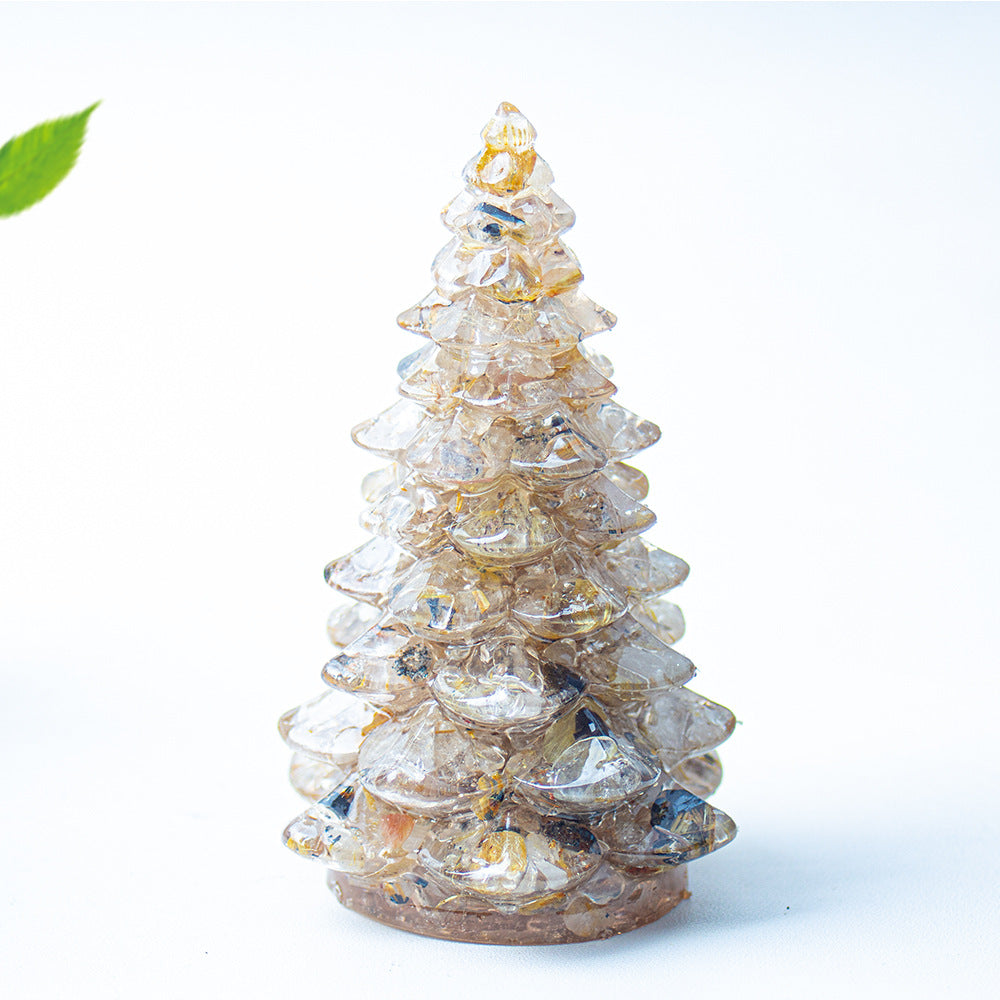 Mini Christmas Tree Resin Ornament Holiday Tabletop Decor