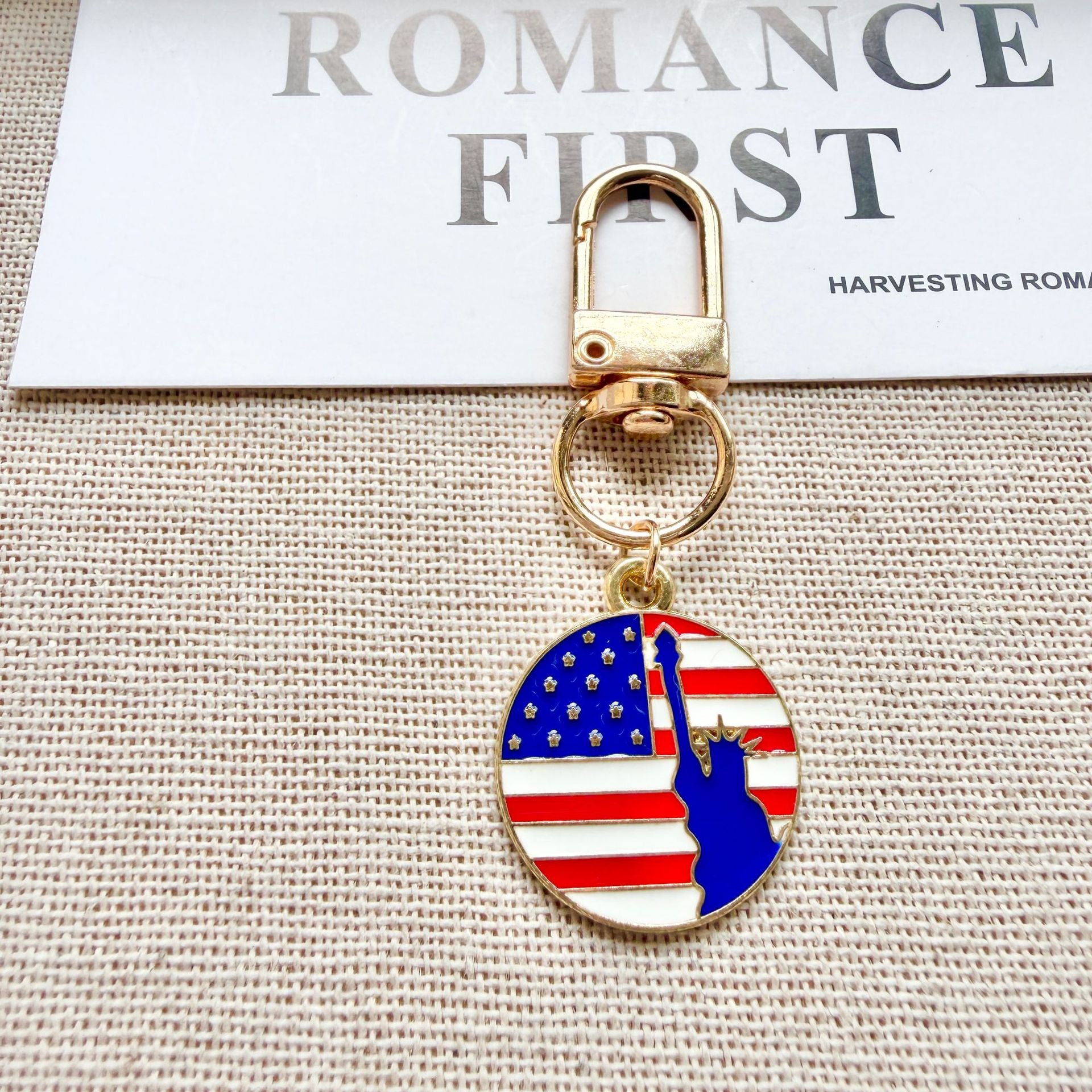 4th of July Patriotic Keychain Set USA Flag Charms