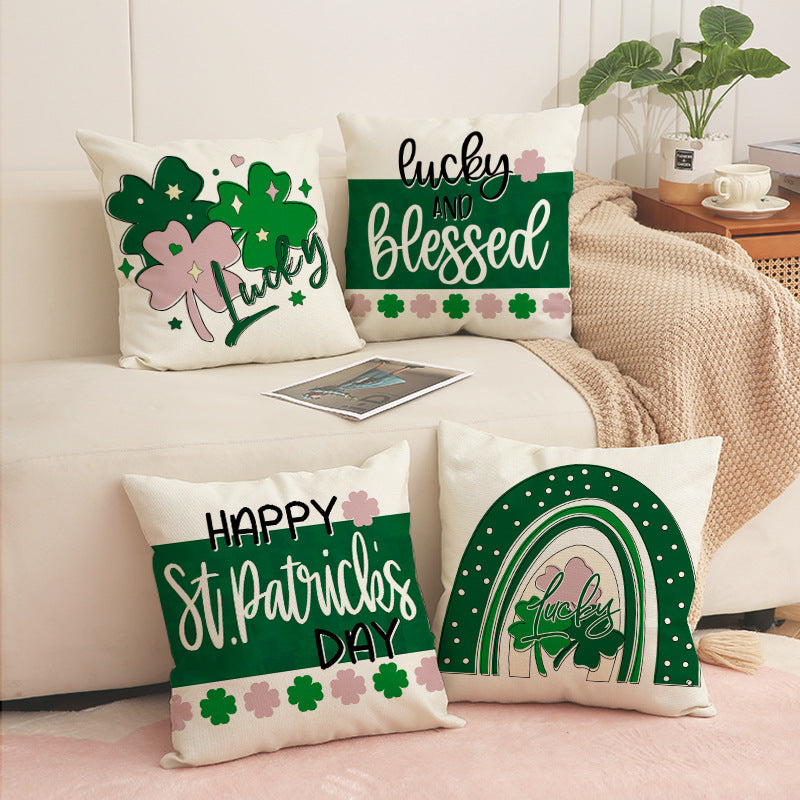 St. Patrick’s Day Green Shamrock Home Decor Pillow Cover
