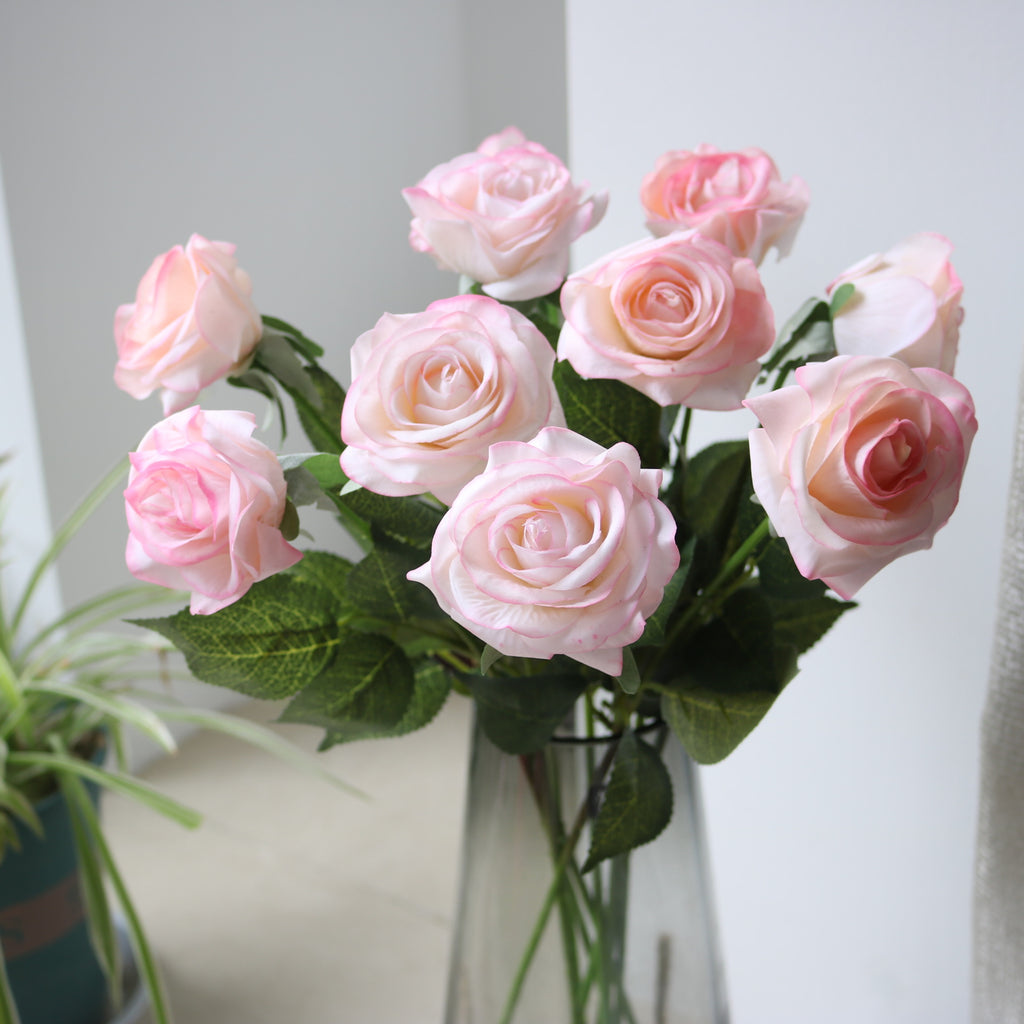 Valentine Faux Shy Rose Silk Flower Home Decor Bouquet