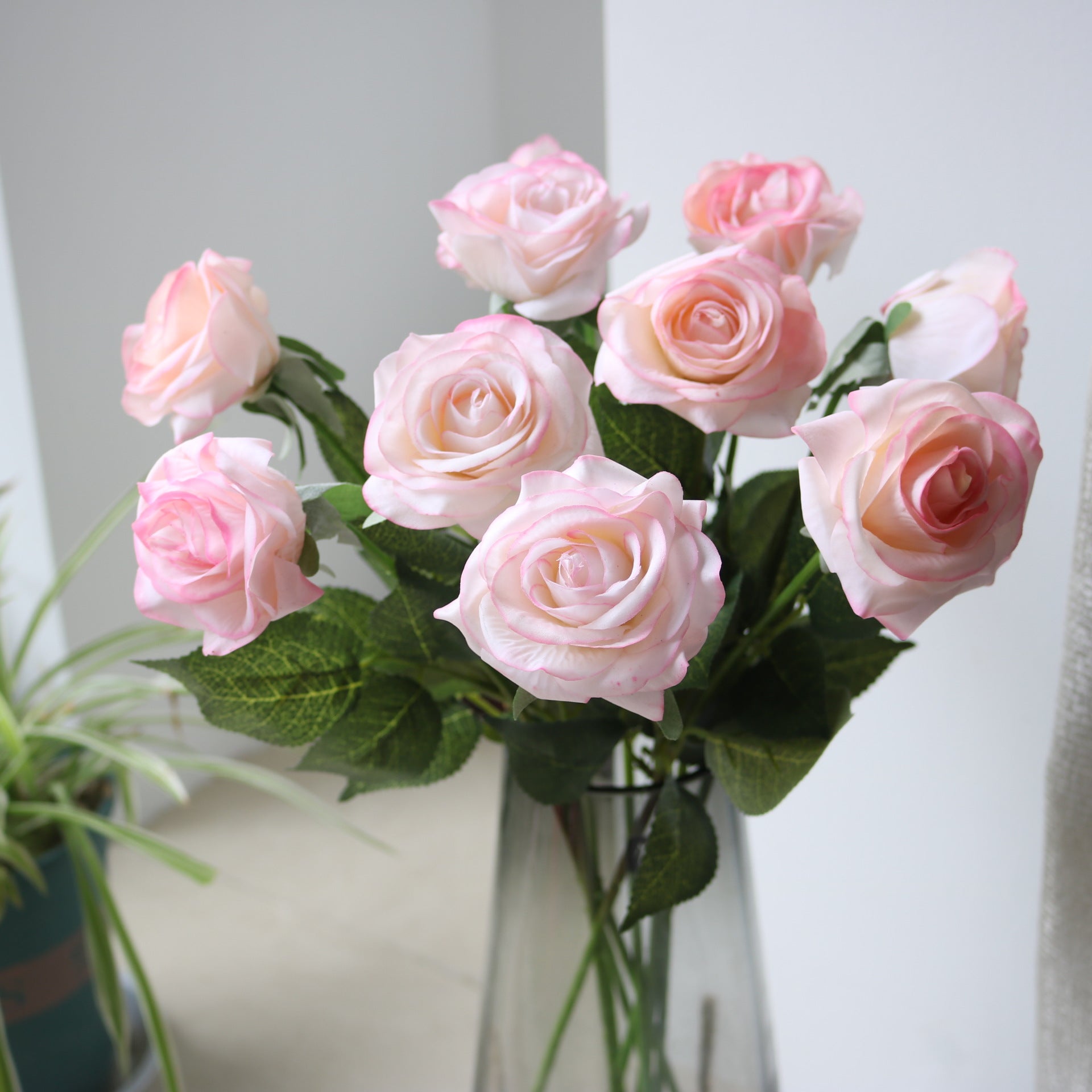 Valentine Faux Shy Rose Silk Flower Home Decor Bouquet