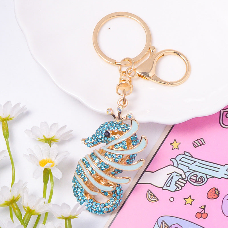 Rhinestone Seahorse Keychain Ocean Animal Bag Charm